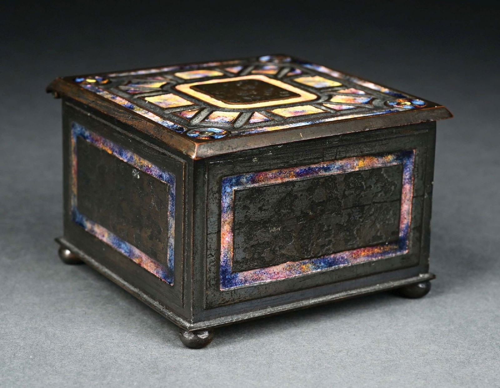 TIFFANY STUDIOS BRONZE & ENAMEL