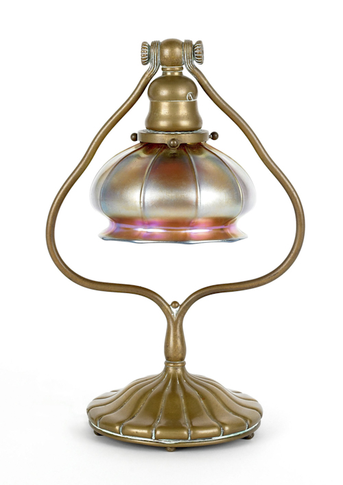 Tiffany Studios bronze harp table