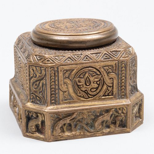 TIFFANY STUDIOS BRONZE INKWELL IN