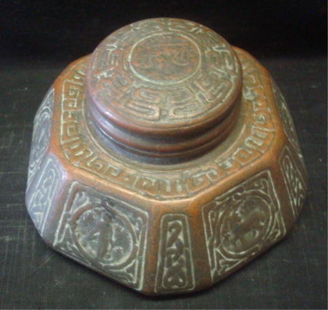 TIFFANY STUDIOS Bronze Inkwell.