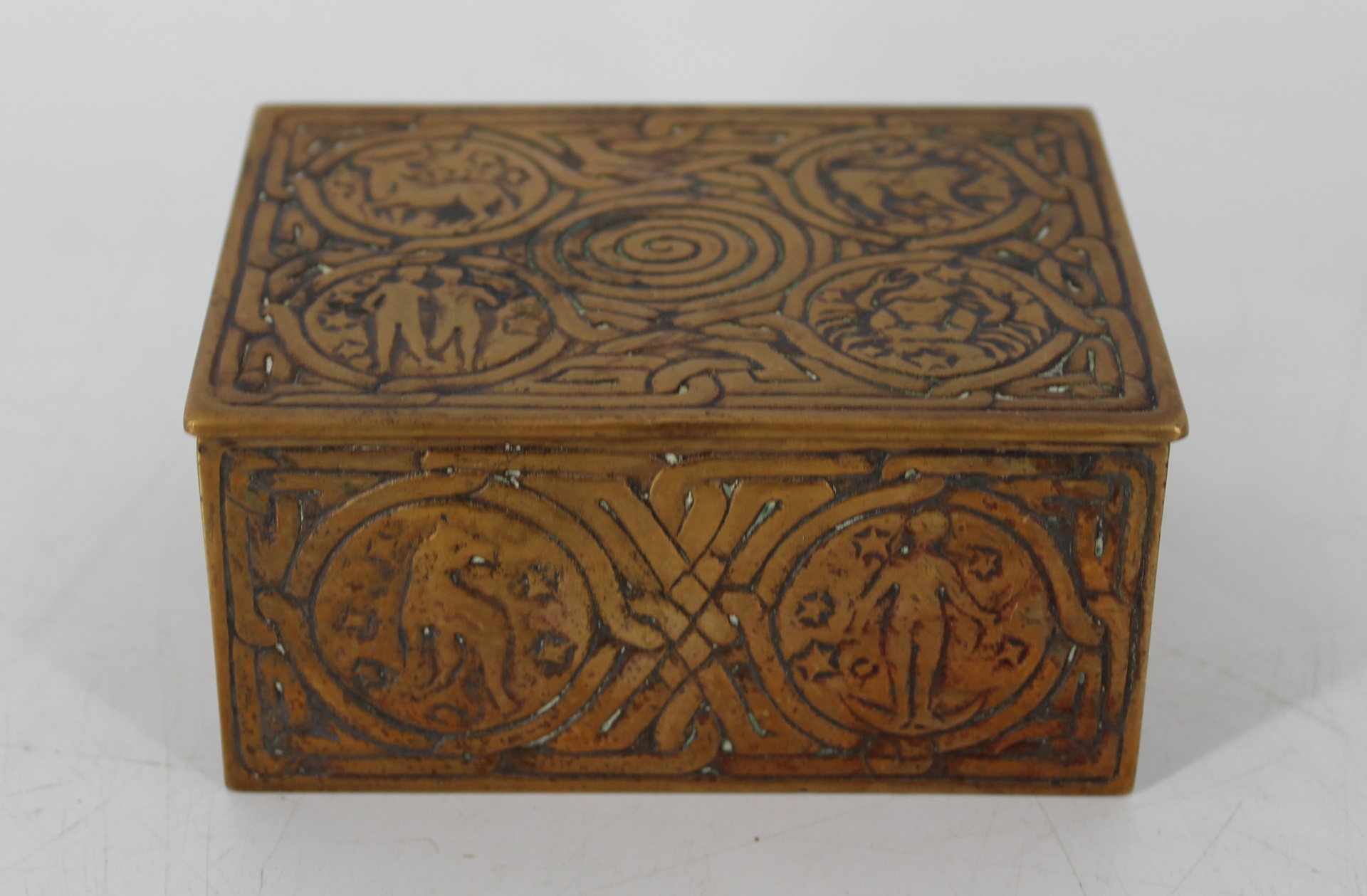 TIFFANY STUDIOS BRONZE ZODIAC BOX