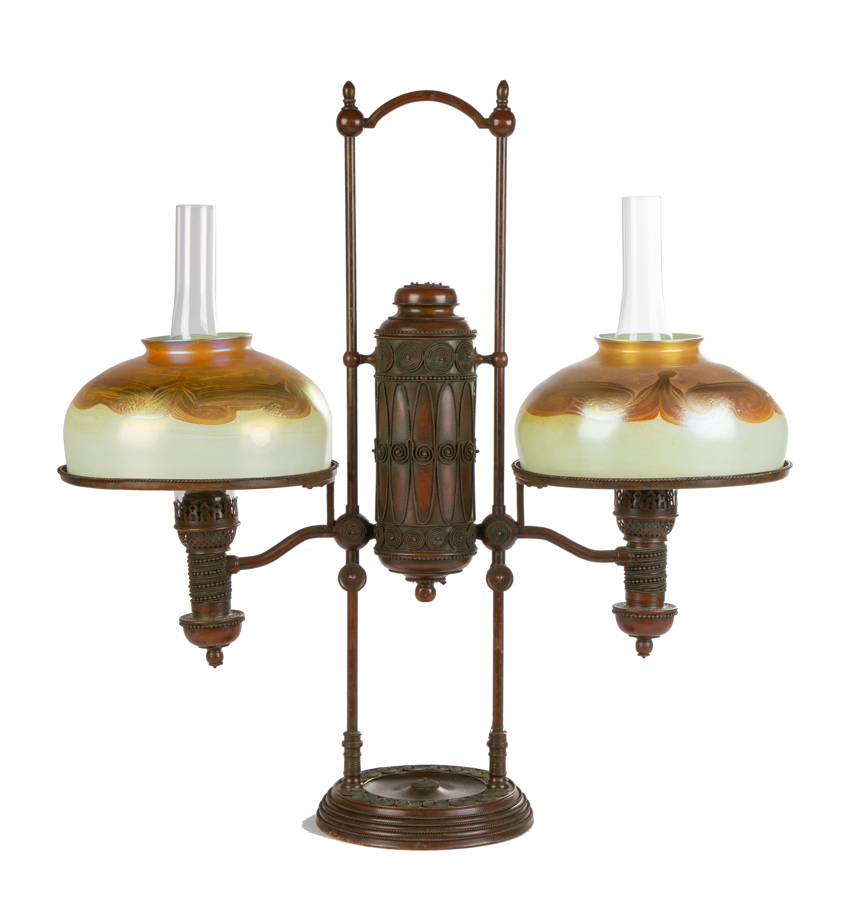 TIFFANY STUDIOS DOUBLE STUDENT LAMP