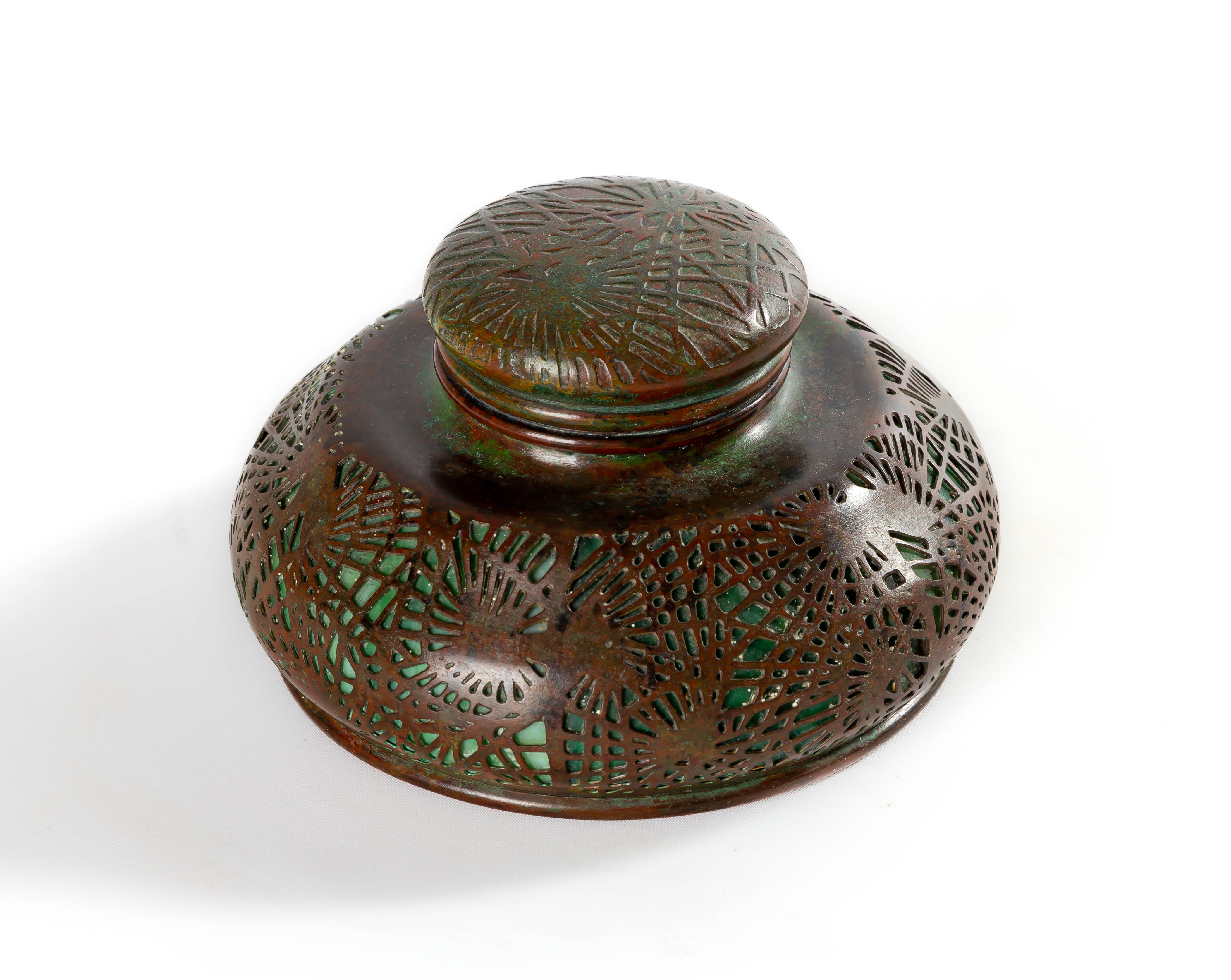 TIFFANY STUDIOS PINE NEEDLE INKWELL