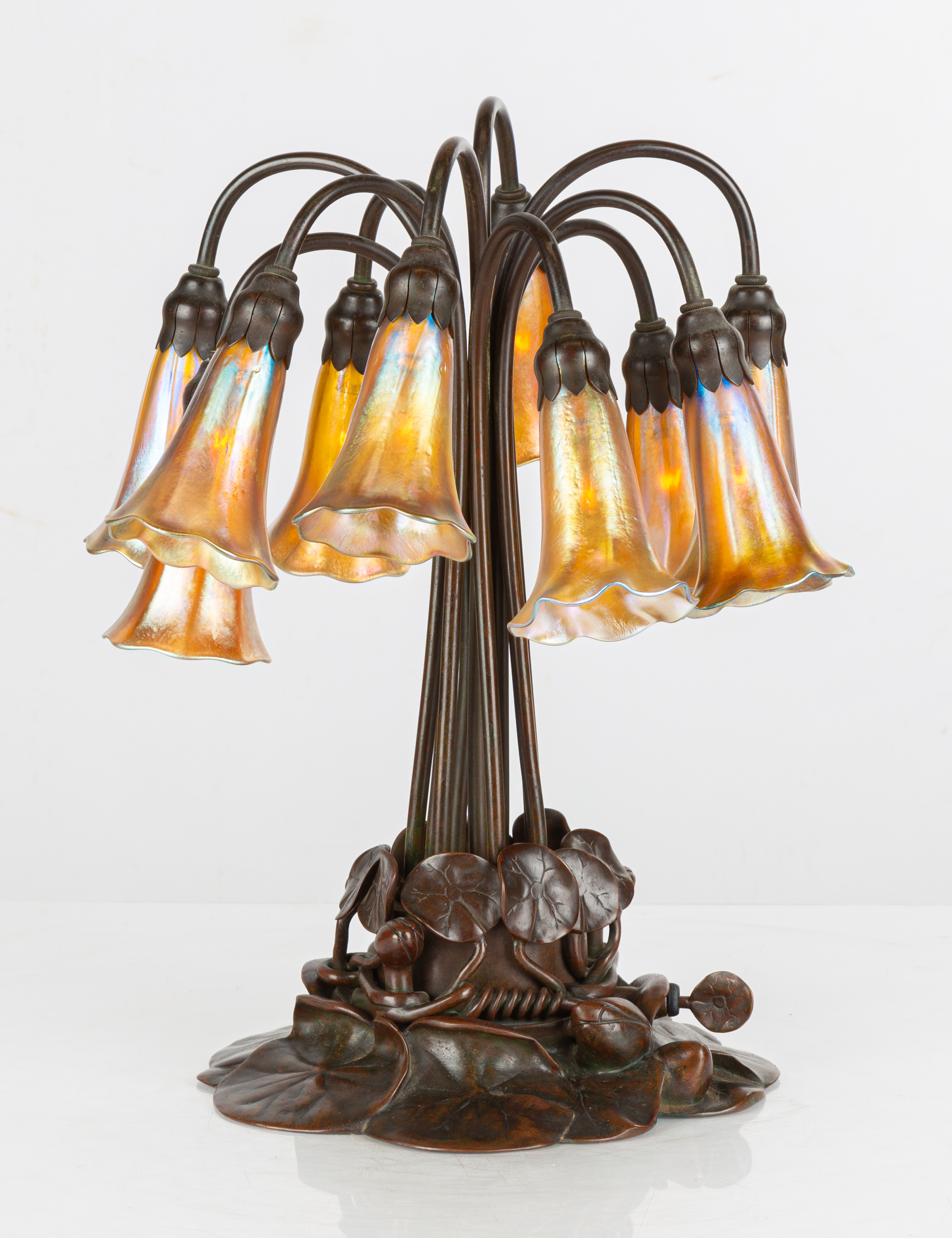TIFFANY STUDIOS TEN-LIGHT LILY LAMP
