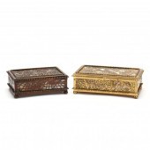 TIFFANY STUDIOS, TWO BRONZE AN
