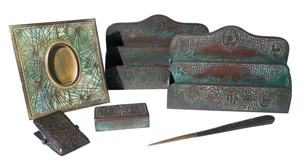 TIFFANY STUDIOS 'ZODIAC' FIVE-PIECE