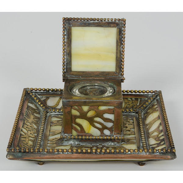 Tiffany-style Bronze Inkwell 20th