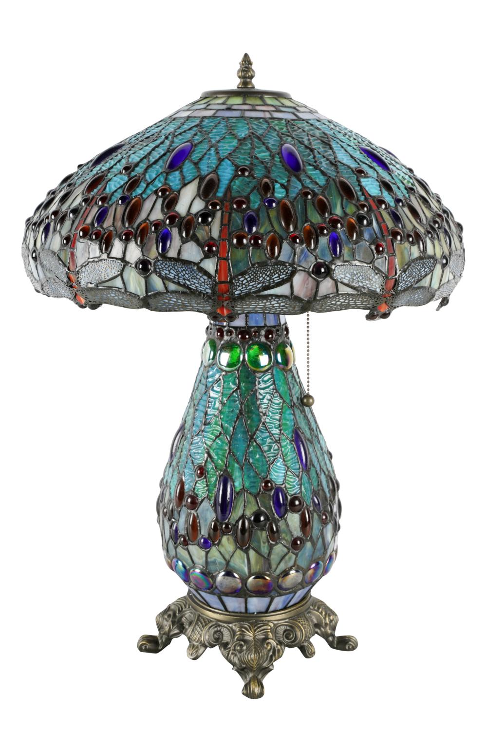 TIFFANY-STYLE GLASS TABLE