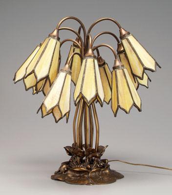 Tiffany style lamp, ten gooseneck