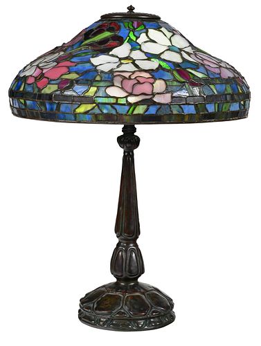 TIFFANY STYLE LEADED GLASS PEONY