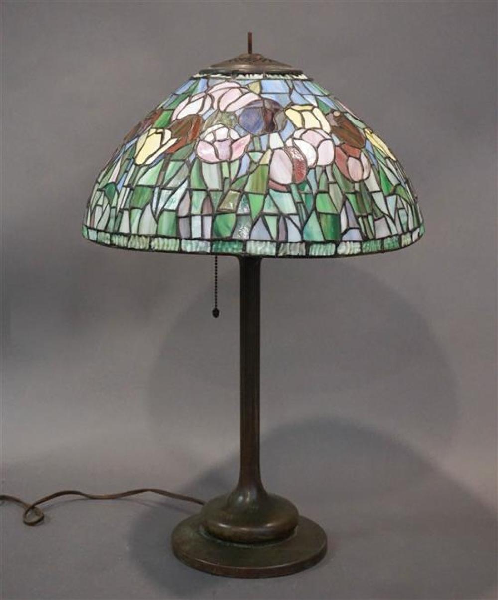 TIFFANY STYLE PATINATED METAL AND