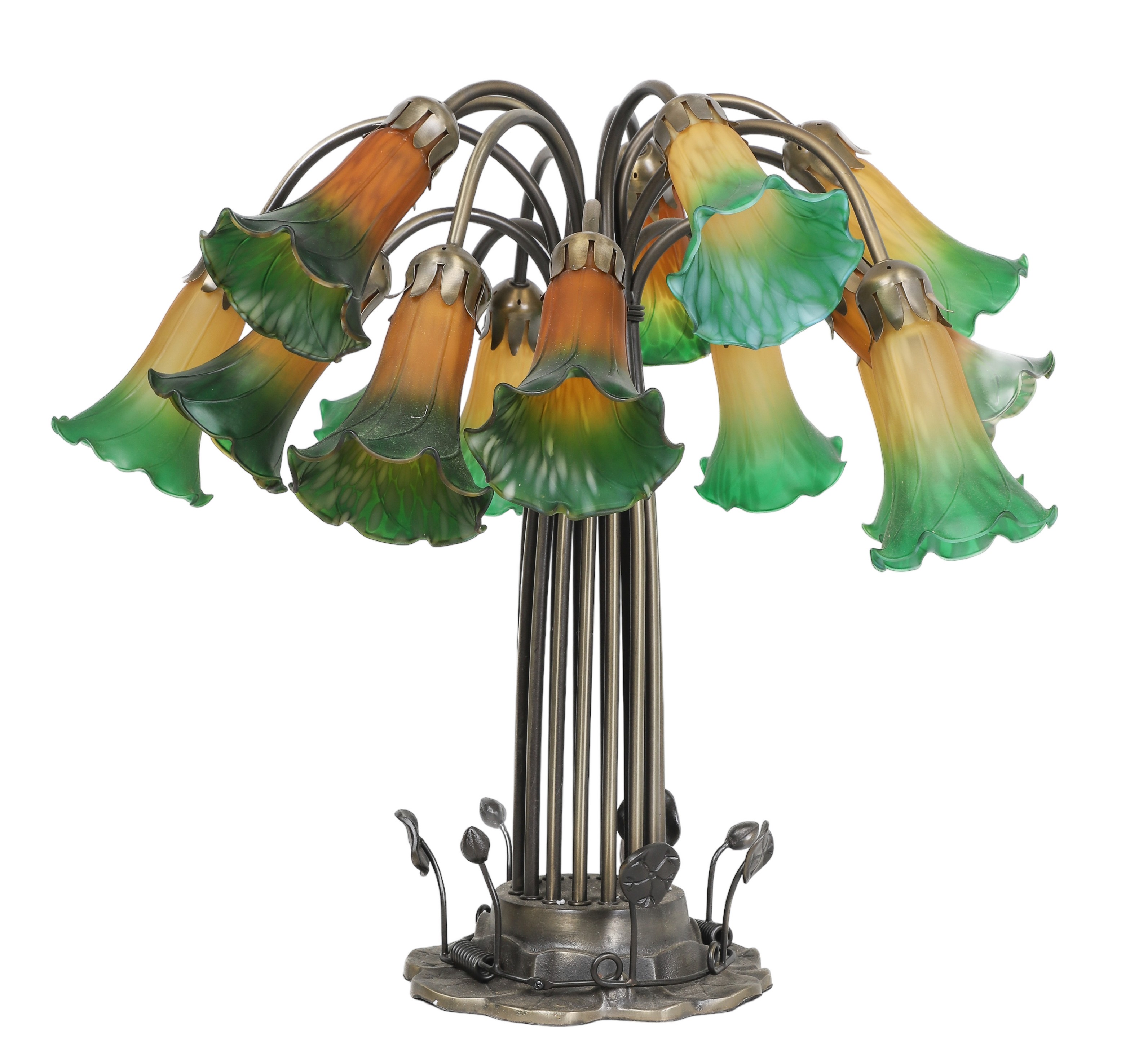 Tiffany style pond lily amber and