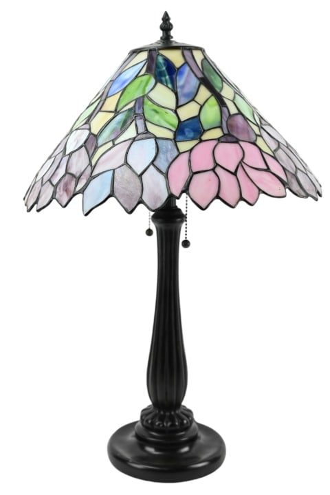 TIFFANY STYLE SLAG GLASS SHADE &