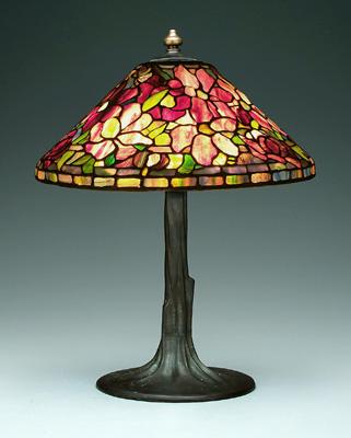 Tiffany style table lamp, leaded