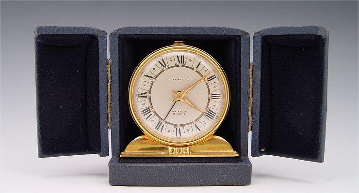 TIFFANY TRAVEL CLOCK IN CASE: