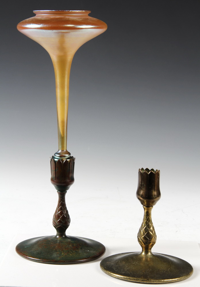 TIFFANY VASE & CANDLESTICK -