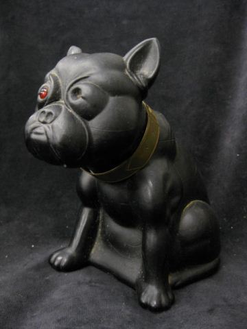 Tiffin Black Glass Bulldog Doorstop