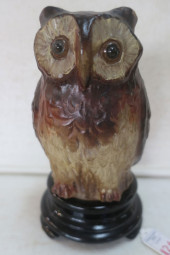 TIFFIN GLASS OWL FIGURAL LAMP: