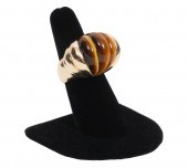 TIGER EYE & 14K YG BOMBE DOME