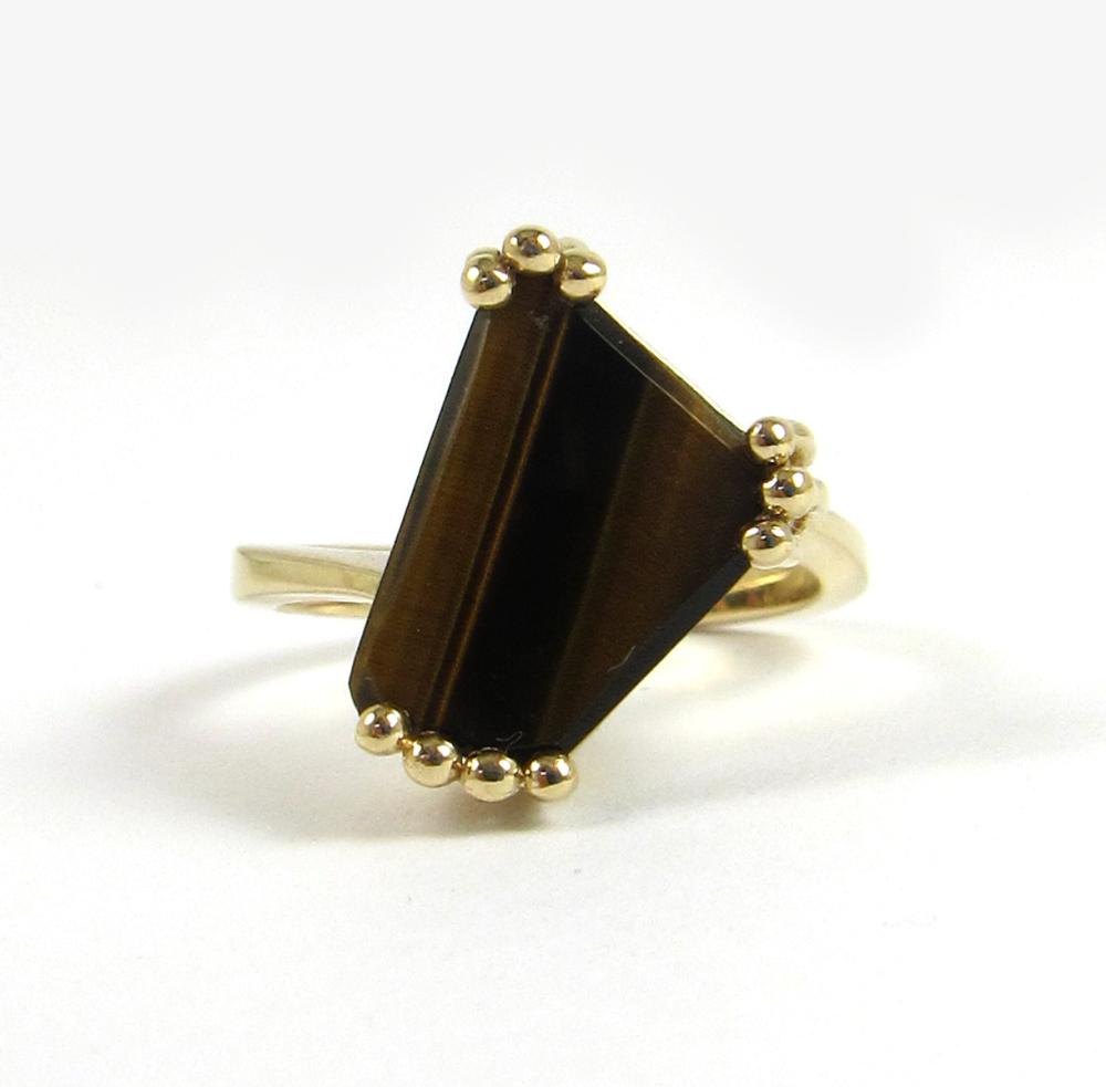 TIGER EYE SOLITAIRE RINGTIGER EYE
