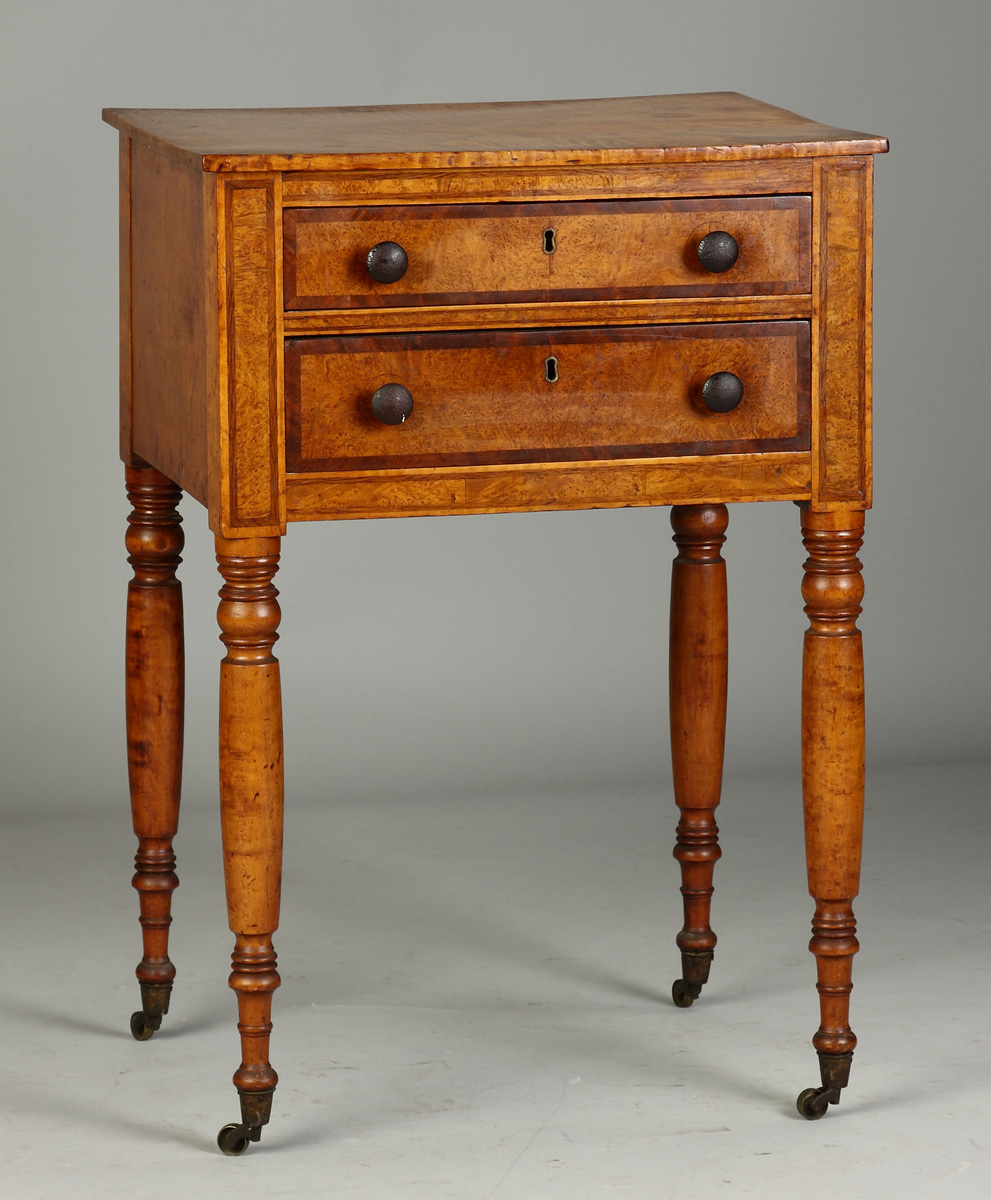 Tiger Maple 2 Drawer Stand C.