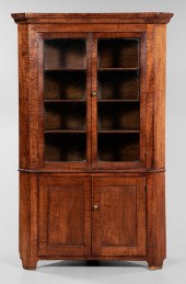 Tiger Maple Corner Cupboard Pe