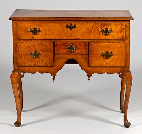 TIGER MAPLE LOWBOY, QUEEN ANNE