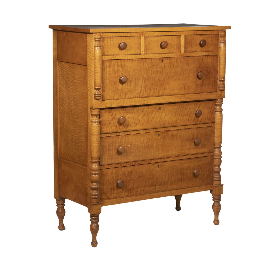 TIGER MAPLE TALL CHEST Country