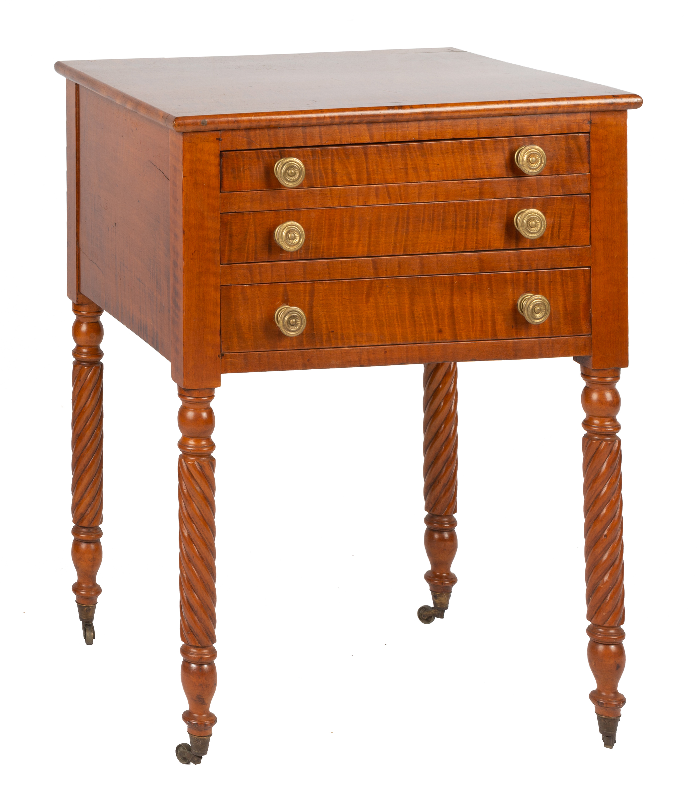 TIGER MAPLE THREE DRAWER STAND With