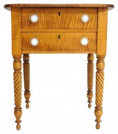 TIGER MAPLE TWO DRAWER STAND,