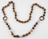TIGER'S EYE AND CLOISONNE BEAD