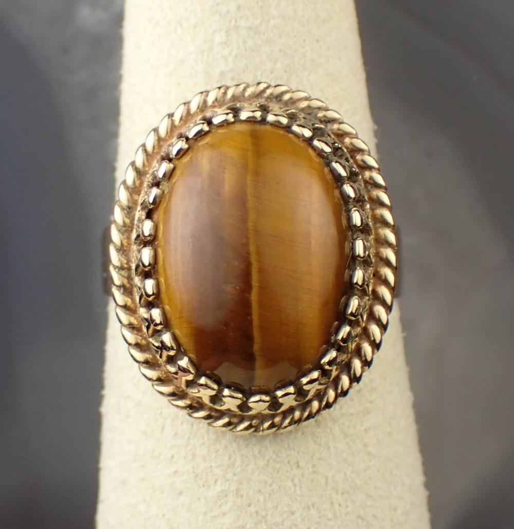 TIGER'S EYE AND FOURTEEN KARAT GOLD