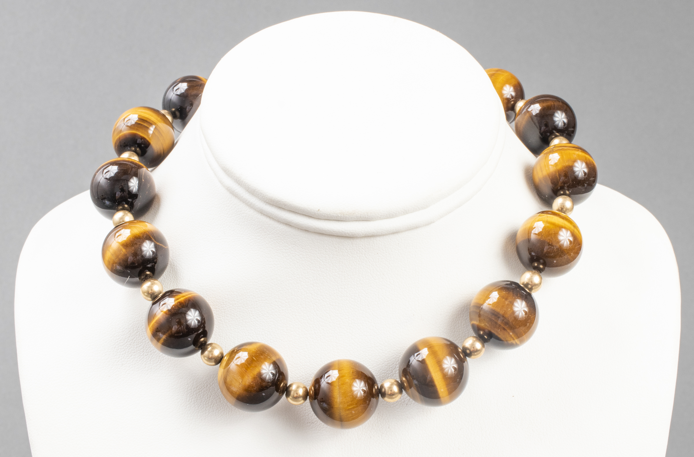 TIGER'S EYE & GOLD-FILL COLLAR