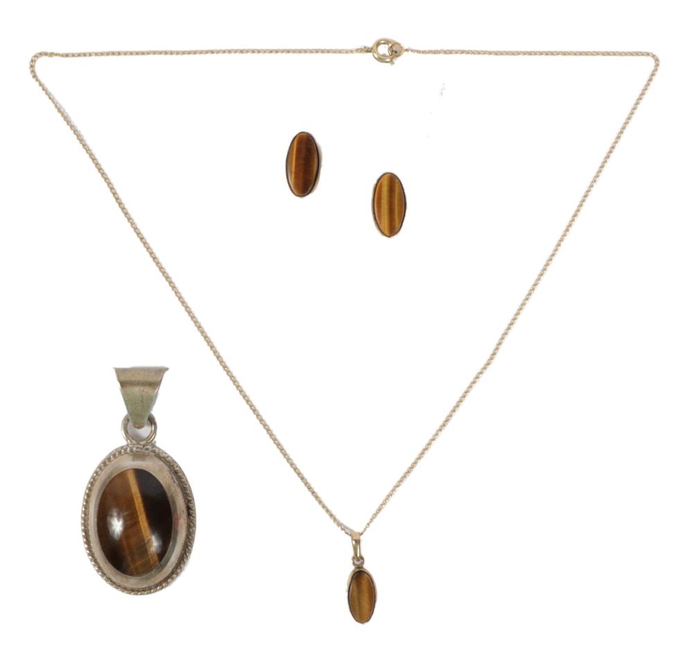 TIGER'S EYE JEWELRY 3PC GROUP: 1/20