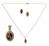 TIGER'S EYE JEWELRY 3PC GROUP: