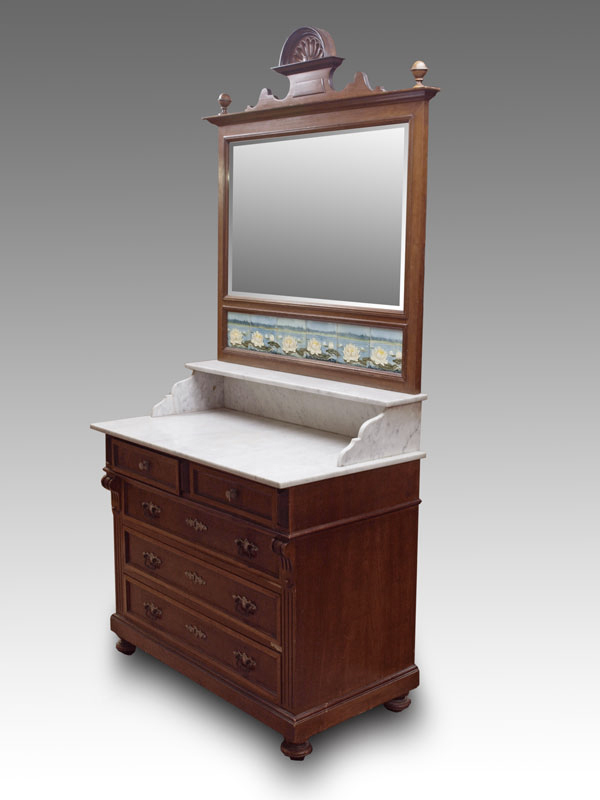 TILE BACK DRESSER WITH MIRROR: 2