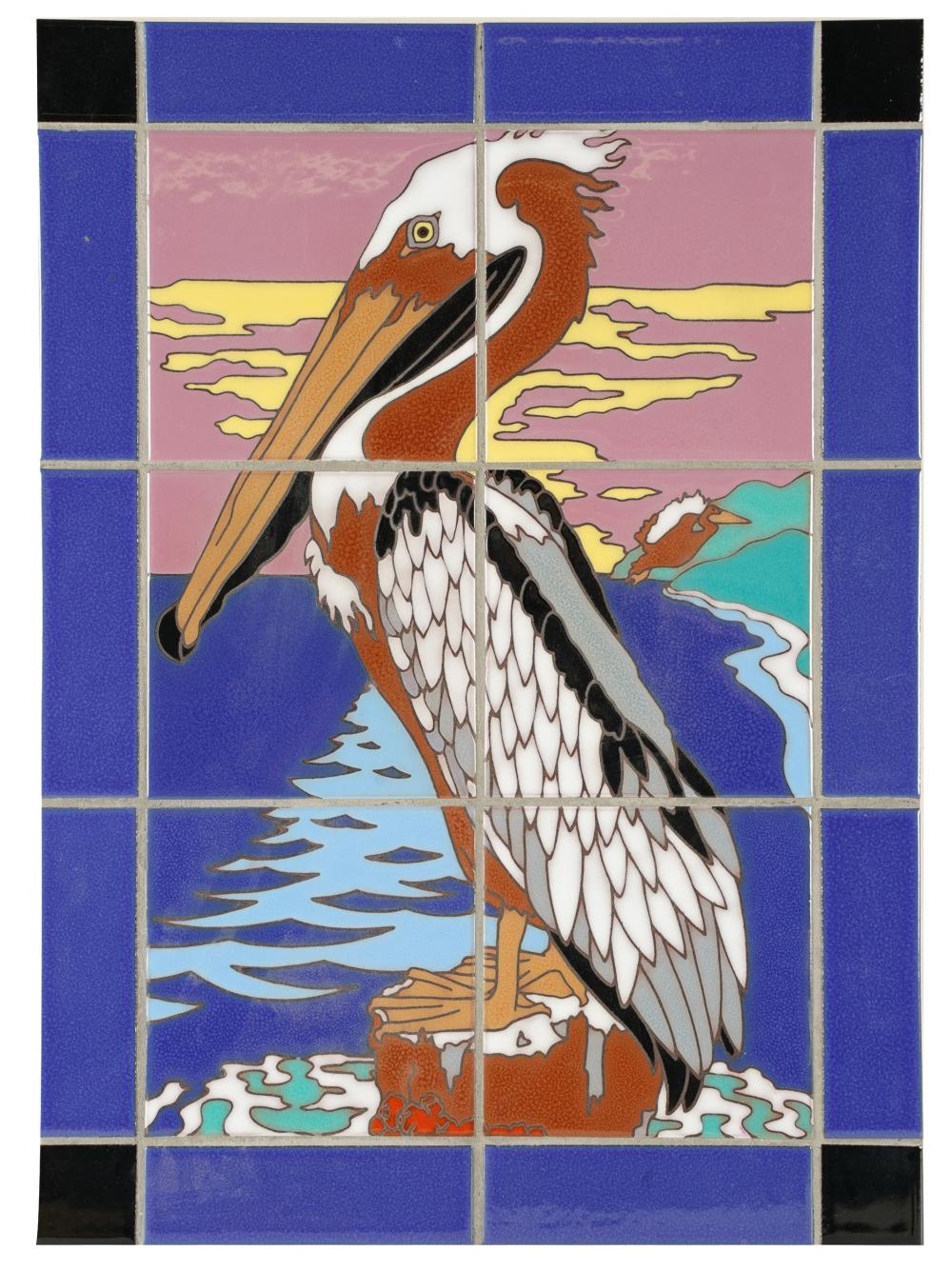 TILE PLAQUE OF A PELICANin the