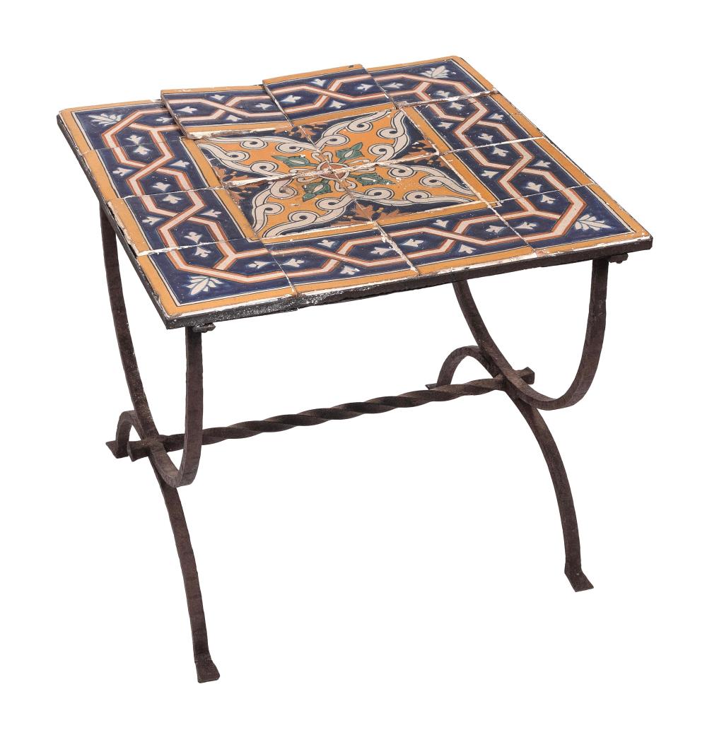 TILE-TOP TABLE WITH WROUGHT IRON