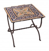 TILE-TOP TABLE WITH WROUGHT IR