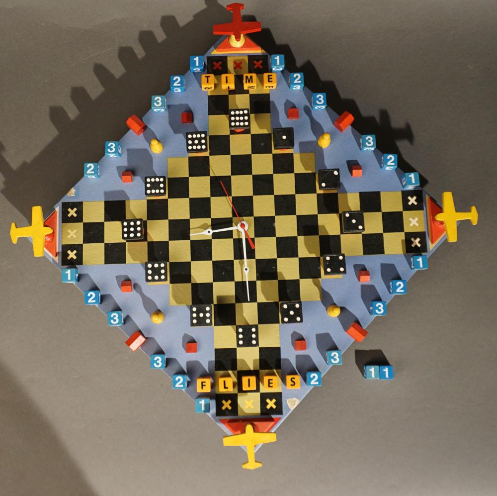 "TIME FLIES" MIXED MATERIAL CLOCK