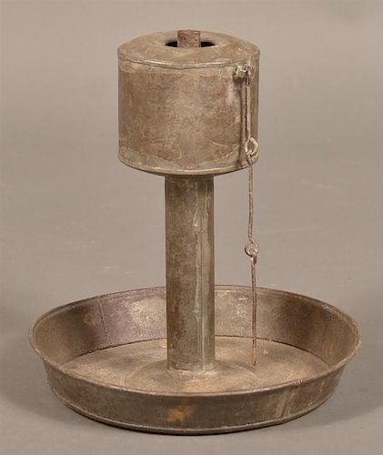 TIN 19TH CENTURY GREASE LAMP.Tin
