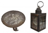 TIN AND GLASS LANTERN AND WALL