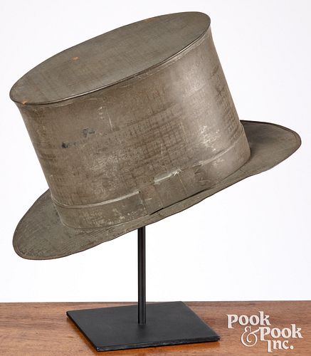 TIN ANNIVERSARY TOP HAT, 19TH C.Tin