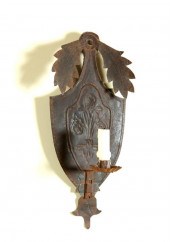 TIN CANDLE SCONCE.  American