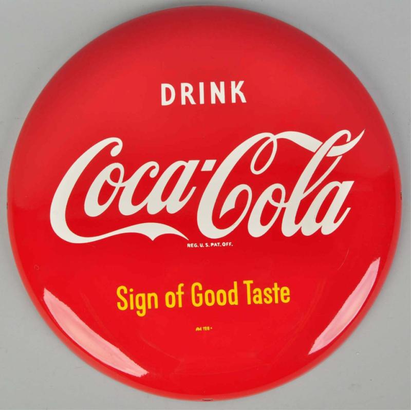 Tin Coca-Cola Button Sign. 