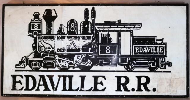 TIN “EDAVILLE R.R." RAILROAD SIGN