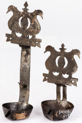 TIN FAT LAMP, 19TH C.<br>Tin f