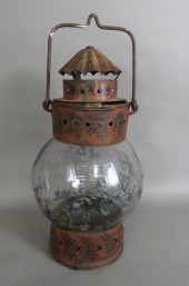 TIN & GLASS HANGING LANTERNca.