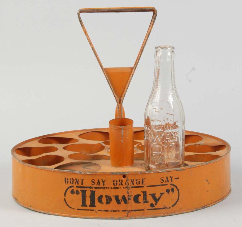 Tin Howdy Soda Bottle Carrier. 