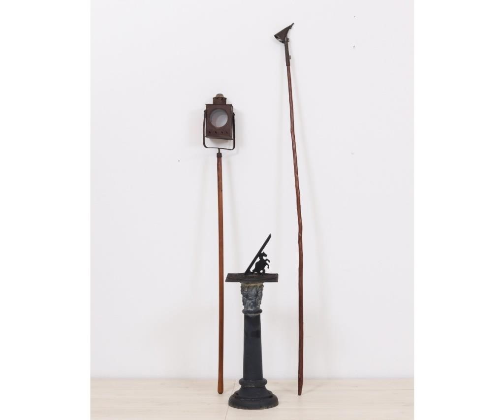 Tin lantern on pole, 60"h, with